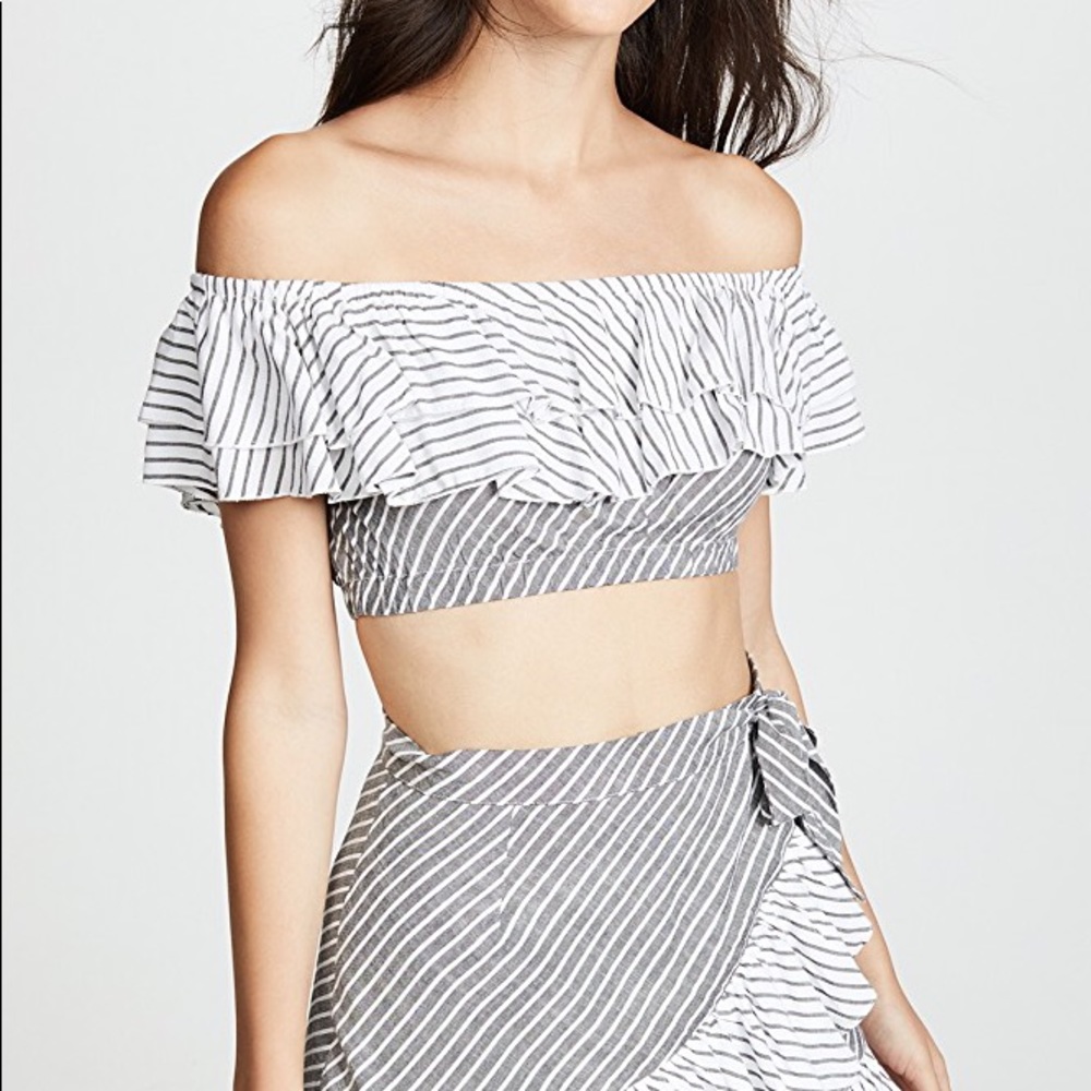Suboo Ziggy Frill Stripe crop top